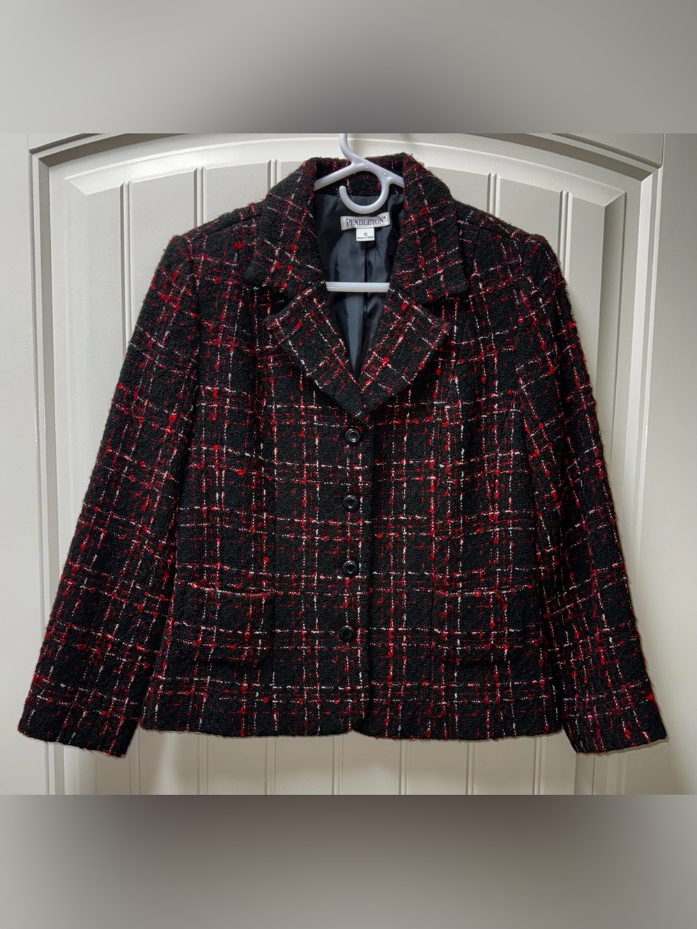 LN Sz 10 MEDIUM (bust 40”) PENDLETON TWEED BOUCLE BLAZER JACKET WOOL BLEND